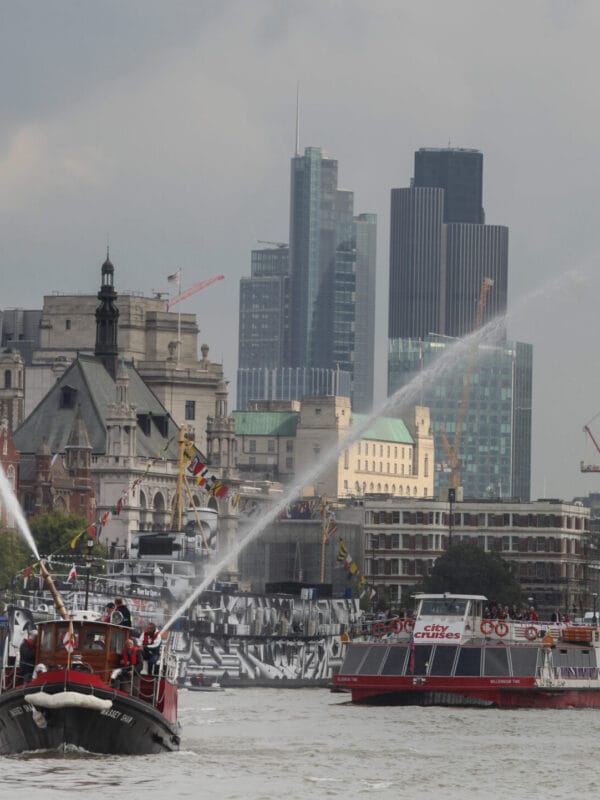 Massey Shaw pumping display during River Thames celebration