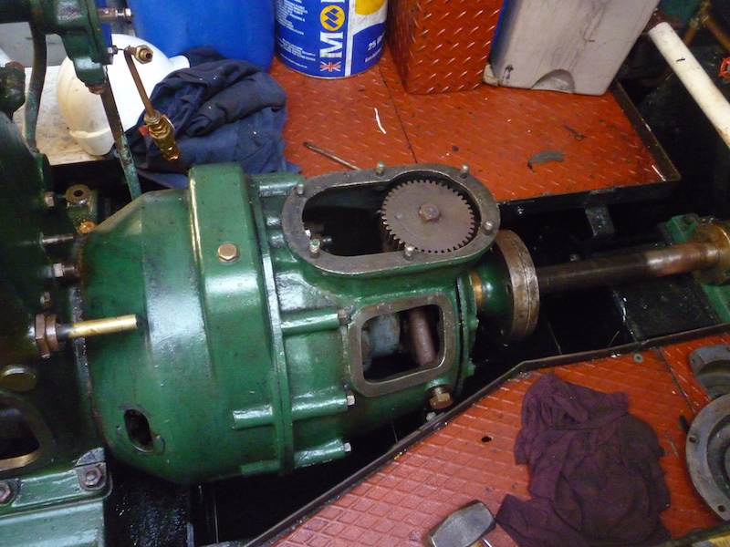 The gearbox partly stripped ready to be disconnected from engine.