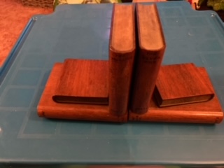 Book ends using wood from fireboats Silver Fox and Mullion